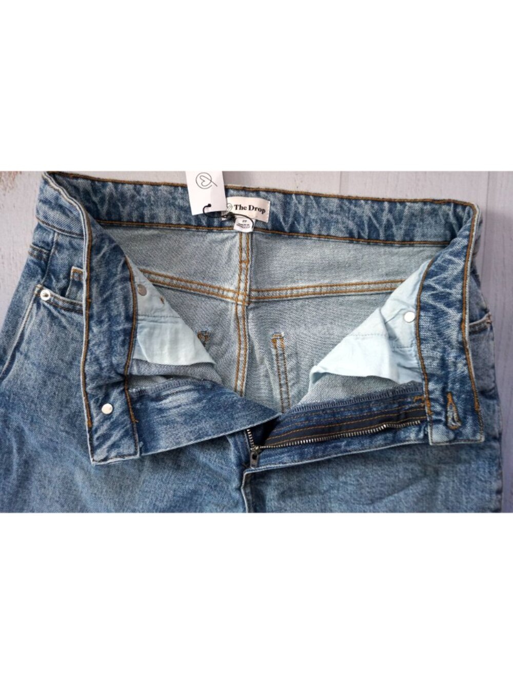 The Drop Women's Ian Mid Rise Relaxed Straight Side Slit Jeans - Size 27, NWT - Picture 7 of 11